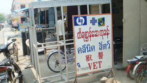 市場ではもっぱらタイ語　時に中国語　シャン語　しかし、ほとんどミャンマー人なので、ミャンマー語も通じた。看板は、ほとんどミャンマー語　タイ語英語３ヶ国語の表記
